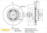 FREMAX BD-2916 Carbon+ BRAKE DISC FRONT EACH